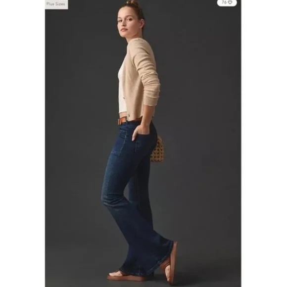 NWT Anthropologie Pilcro The Icon Low Rise Flare Dark Blue Size 25 - Picture 7 of 7